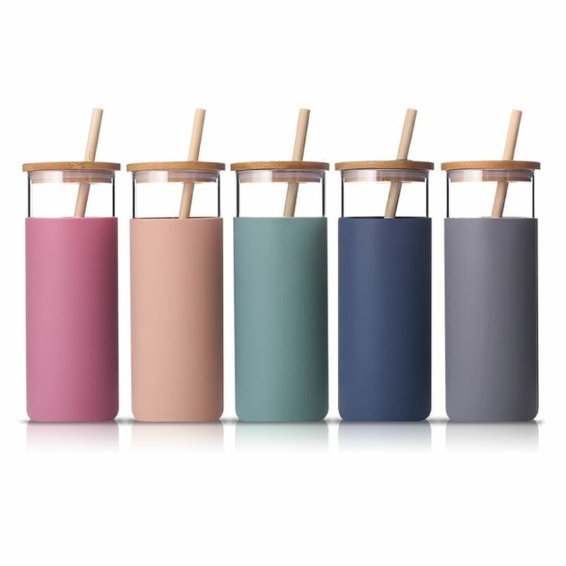 Glass Tumbler with Bamboo Straw